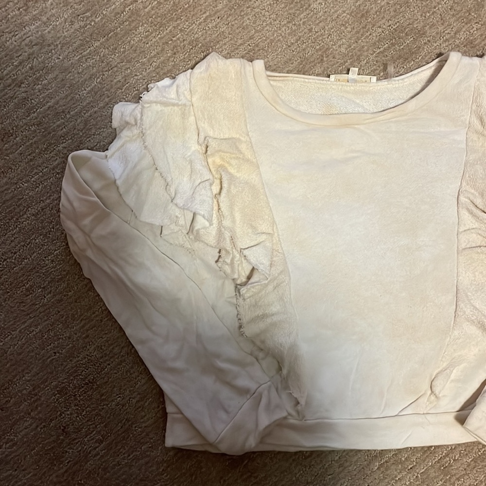 LoveShackFancy Ruffled Cropped Sweatshirt - Picture 2 of 5
